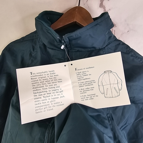 Vintage Eddie Bauer Jacket Men Large Forest Windbreaker Nylon Anorak Sac Jac NOS - Picture 13 of 15